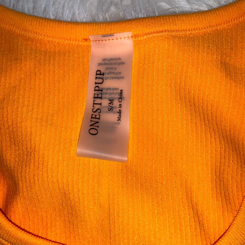 One Step Up Bright Orange Ribbed Set - Picture 5 of 8